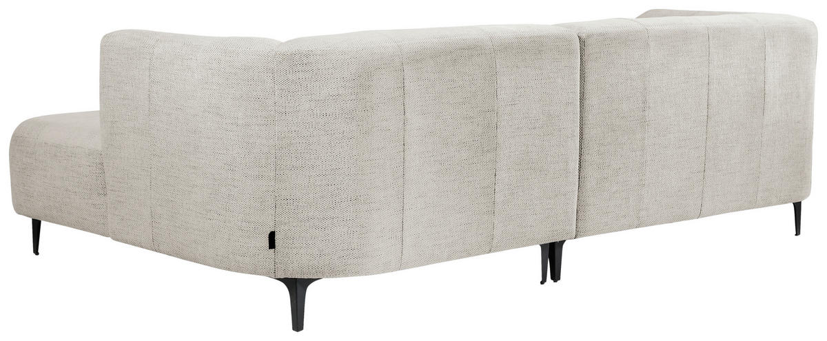 ECKSOFA in Struktur Creme  - Creme/Schwarz, Design, Textil/Metall (247/158cm) - MID.YOU
