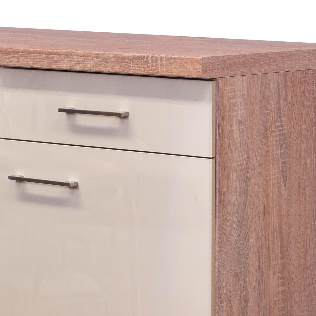 KÜCHENUNTERSCHRANK 100/86/60 cm  in Kaschmir  - Kaschmir/Edelstahlfarben, MODERN, Holzwerkstoff/Metall (100/86/60cm) - FlexWell