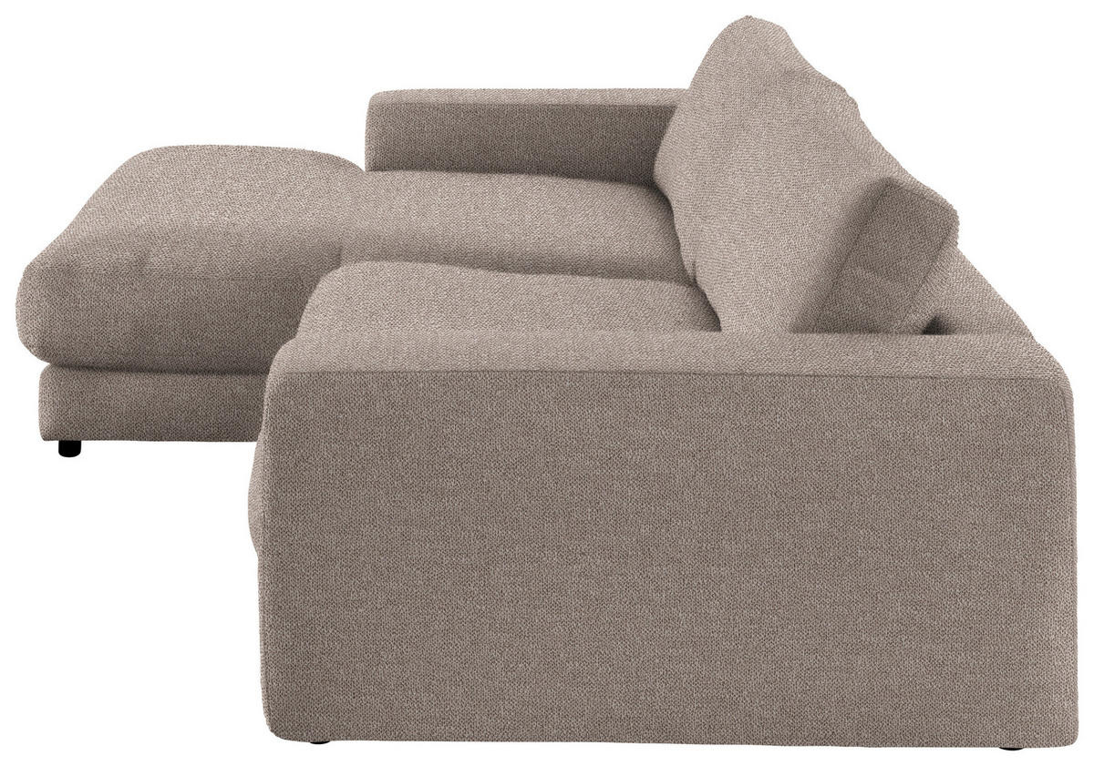 ECKSOFA in Flachgewebe Taupe  - Taupe/Schwarz, Design, Kunststoff/Textil (190/270cm) - Lomoco