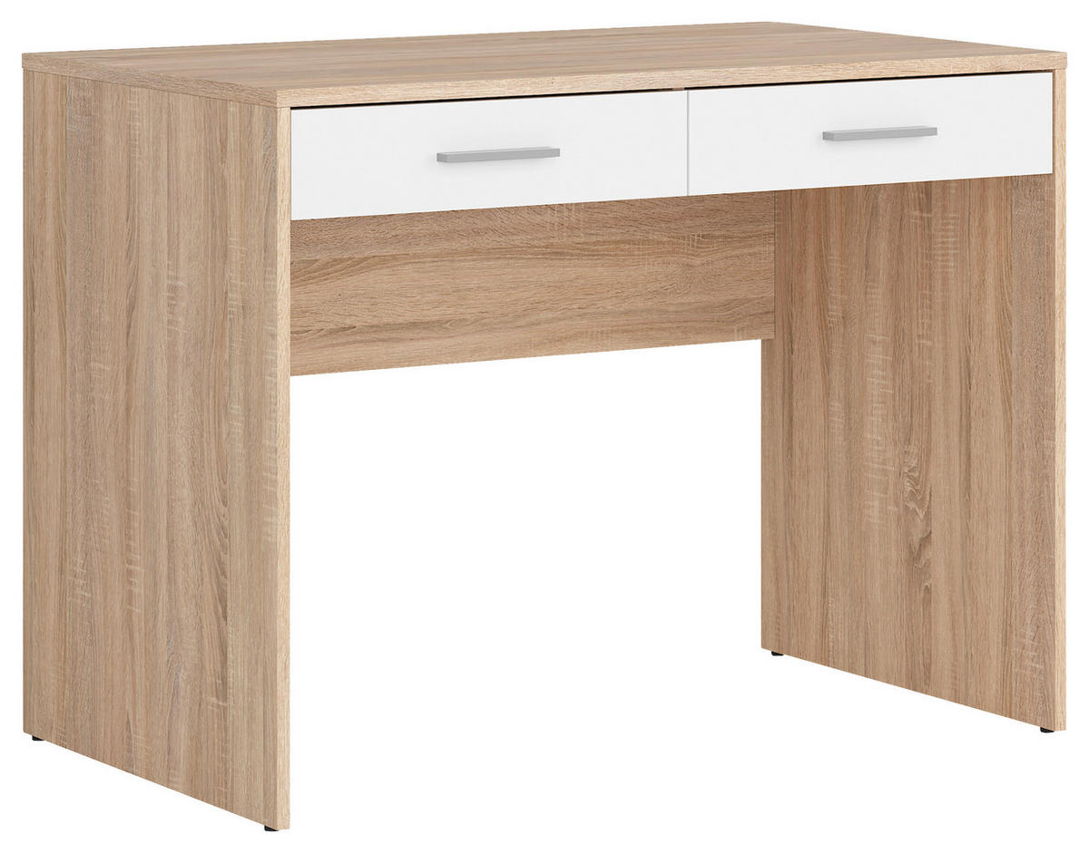 PISALNA MIZA leseni material bela, hrast sonoma  - srebrne barve/bela, Design, umetna masa/leseni material (100/59/76cm) - Livetastic