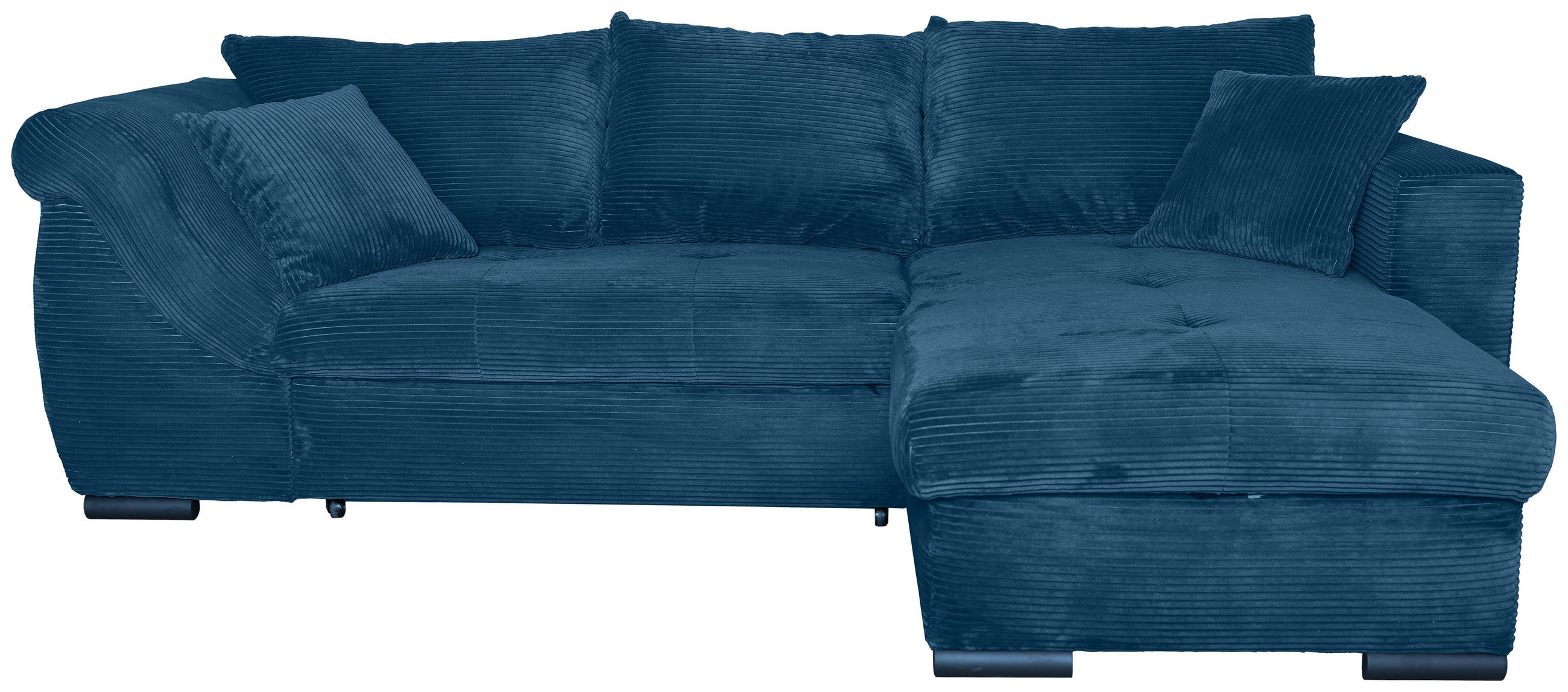 ECKSOFA Blau Cord  - Blau/Schwarz, KONVENTIONELL, Textil/Metall (258/168cm) - Carryhome