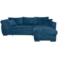 ECKSOFA Blau Cord  - Blau/Schwarz, KONVENTIONELL, Textil/Metall (258/168cm) - Carryhome