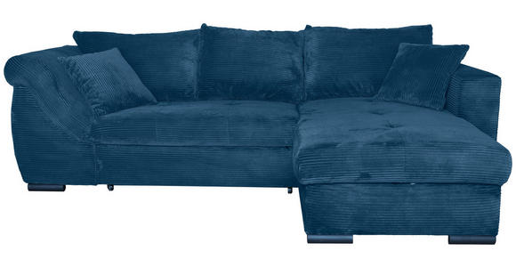 ECKSOFA  in Cord Blau  - Blau/Schwarz, KONVENTIONELL, Textil/Metall (258/168cm) - Carryhome
