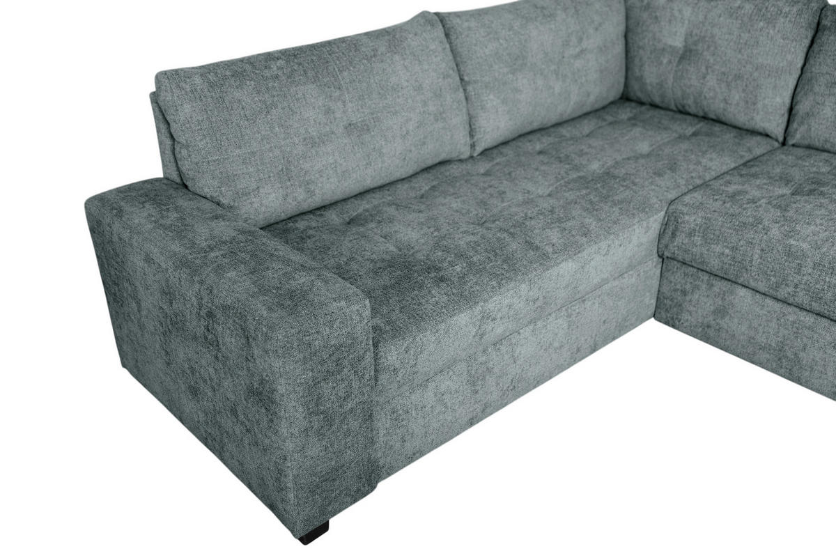 WOHNLANDSCHAFT VALERI Dunkelgrau Chenille  - Dunkelgrau/Schwarz, Design, Kunststoff/Textil (208/305/157cm) - MID.YOU