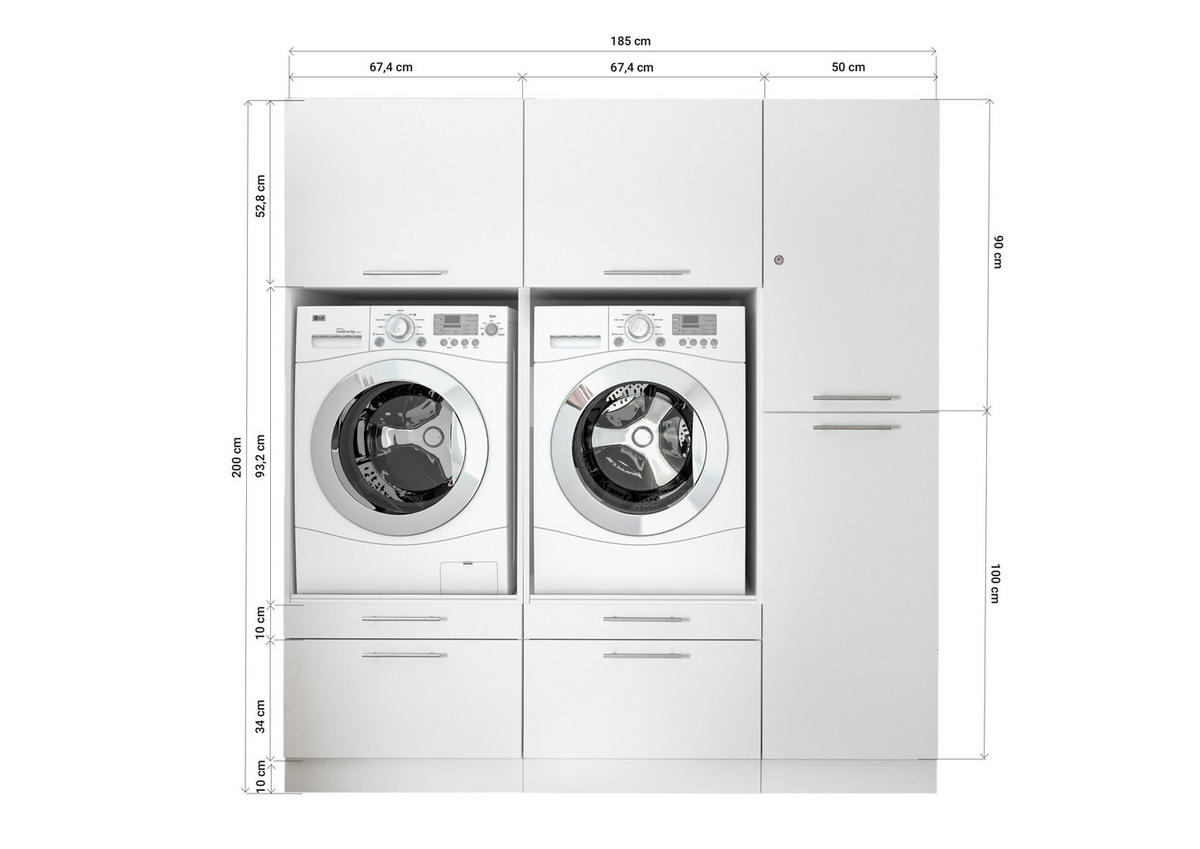 HAUSWIRTSCHAFTSRAUM 184,8/200/67,6 cm  in Weiß  - Weiß, KONVENTIONELL, Holzwerkstoff (184,8/200/67,6cm) - Respekta