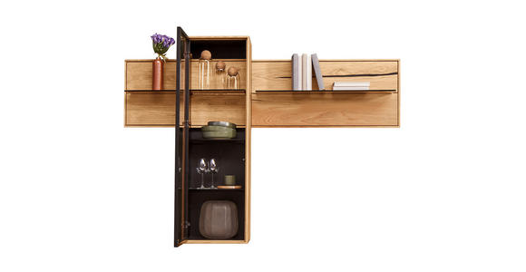 HÄNGEVITRINE in Schwarz, Eichefarben   - Eichefarben/Schwarz, Natur, Glas/Holz (175/130/30cm) - Waldwelt