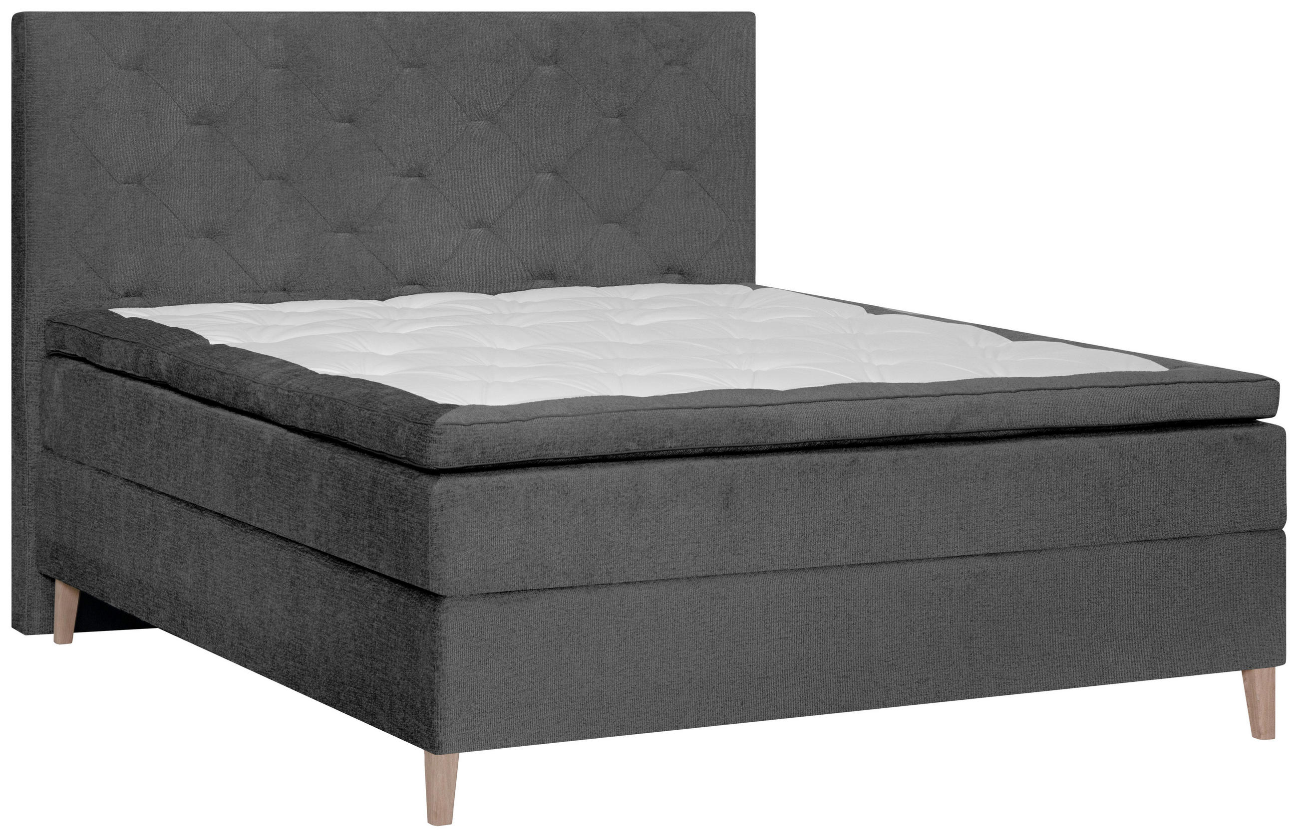 BOXSPRINGBETT 160/200 cm  in Anthrazit  - Eichefarben/Anthrazit, KONVENTIONELL, Holz/Textil (160/200cm) - Welnova