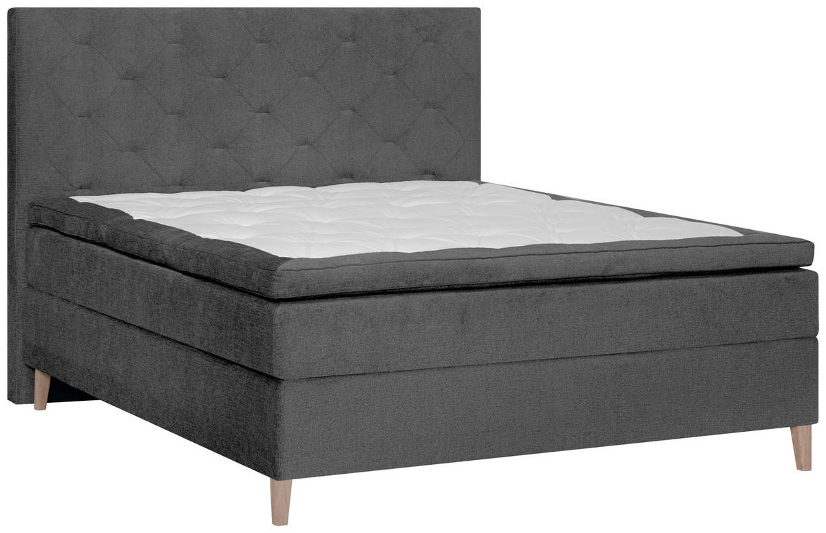 BOXSPRINGBETT 120/200 cm  in Anthrazit  - Eichefarben/Anthrazit, Konventionell, Holz/Textil (120/200cm) - Welnova