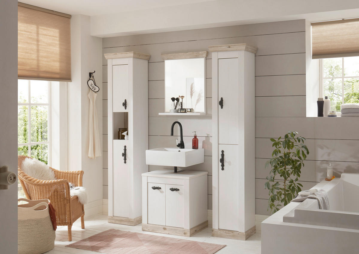 BADEZIMMER 4-teilig  in  - Schwarz/Pinienfarben, Design, Holzwerkstoff/Metall (184/200/46cm) - MID.YOU