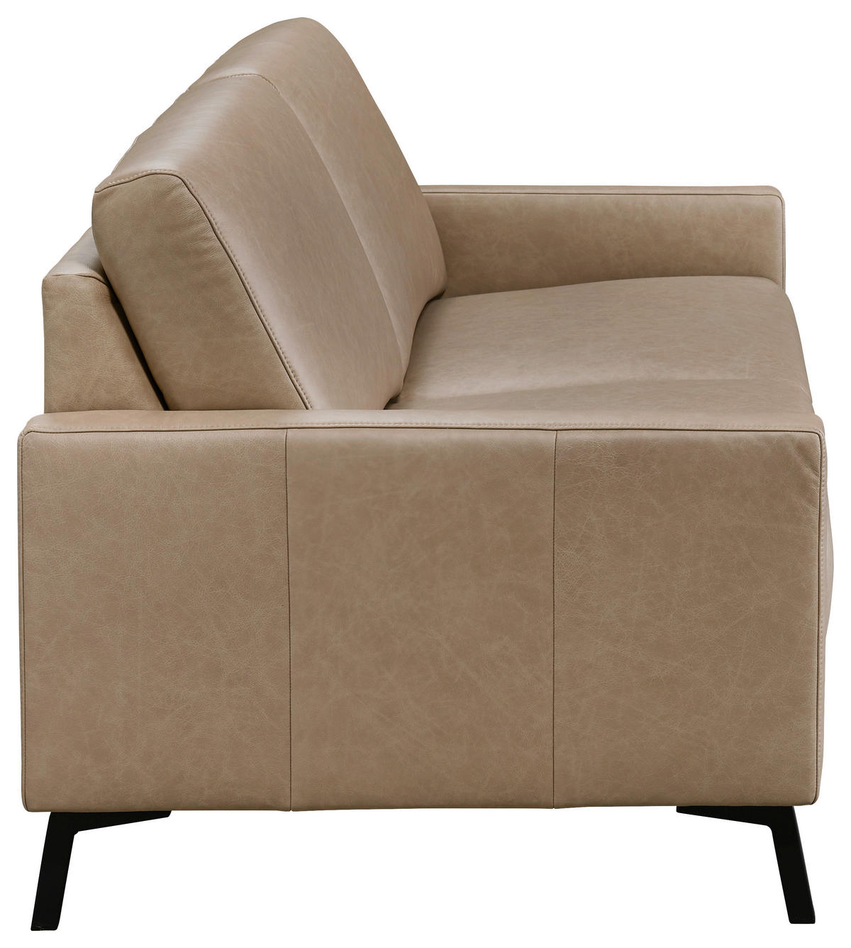 2-SITZER-SOFA Taupe Echtleder  - Taupe/Schwarz, KONVENTIONELL, Leder/Metall (148/86/89cm) - Pure Home Comfort