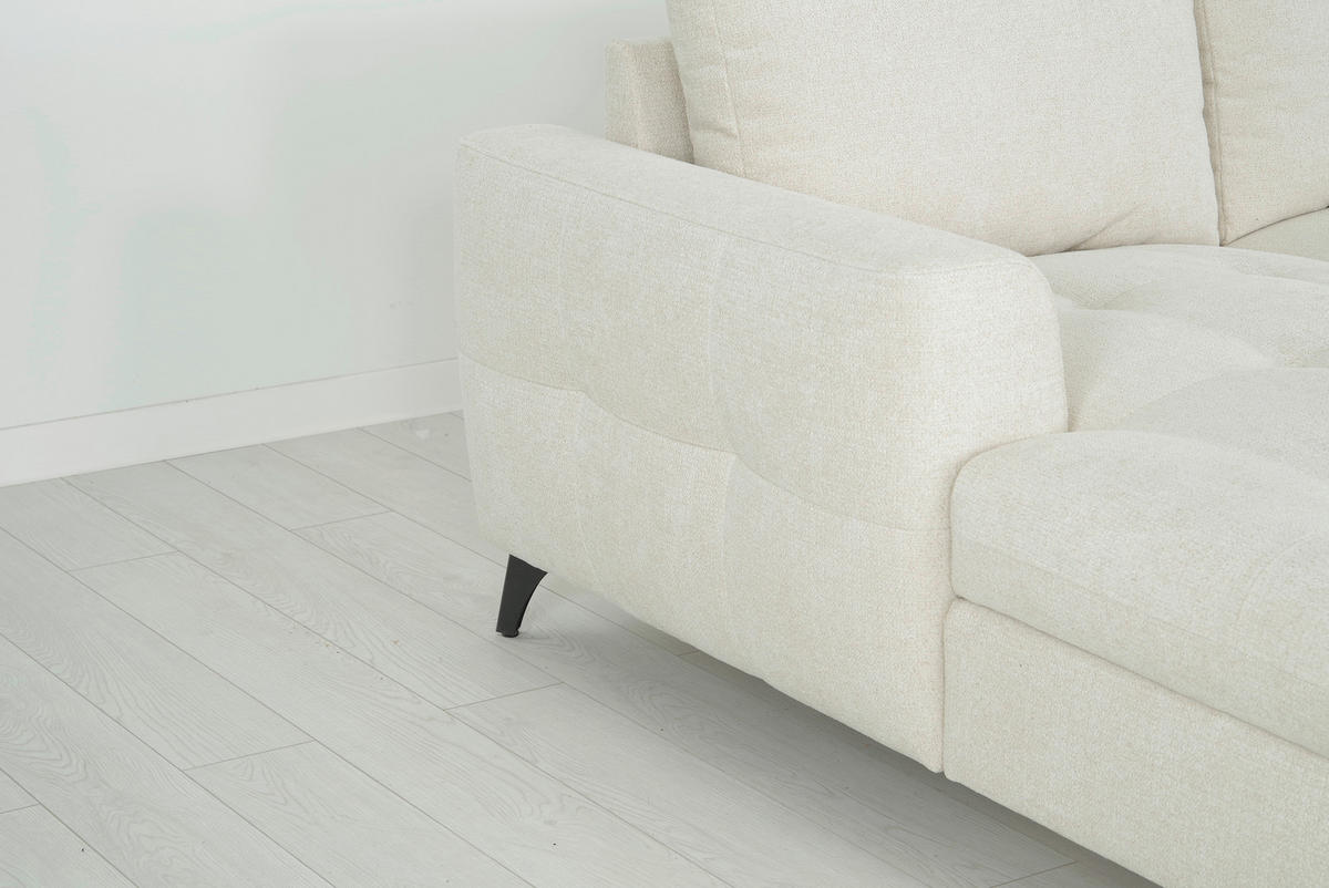 WOHNLANDSCHAFT Beige Chenille  - Beige/Schwarz, KONVENTIONELL, Textil/Metall (160/340/188cm) - Xora