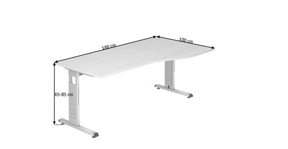 SCHREIBTISCH höhenverstellbar  - Silberfarben/Grau, KONVENTIONELL, Holzwerkstoff/Metall (180/100/65-85cm) - Venda