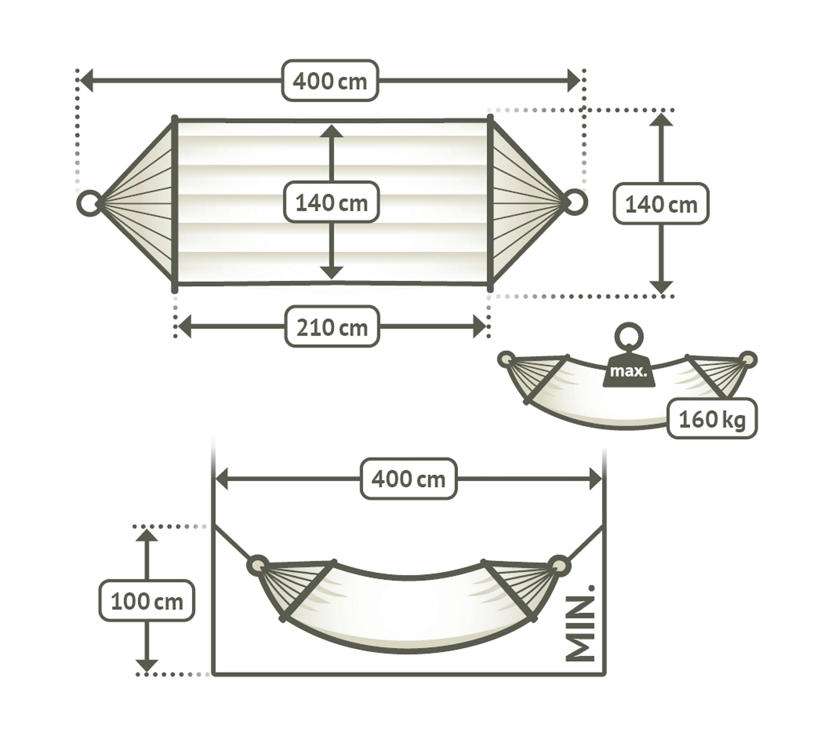 HÄNGEMATTE kingsize bar outd.  - Dunkelrot, KONVENTIONELL, Holz/Textil (140/400/210cm) - La Siesta
