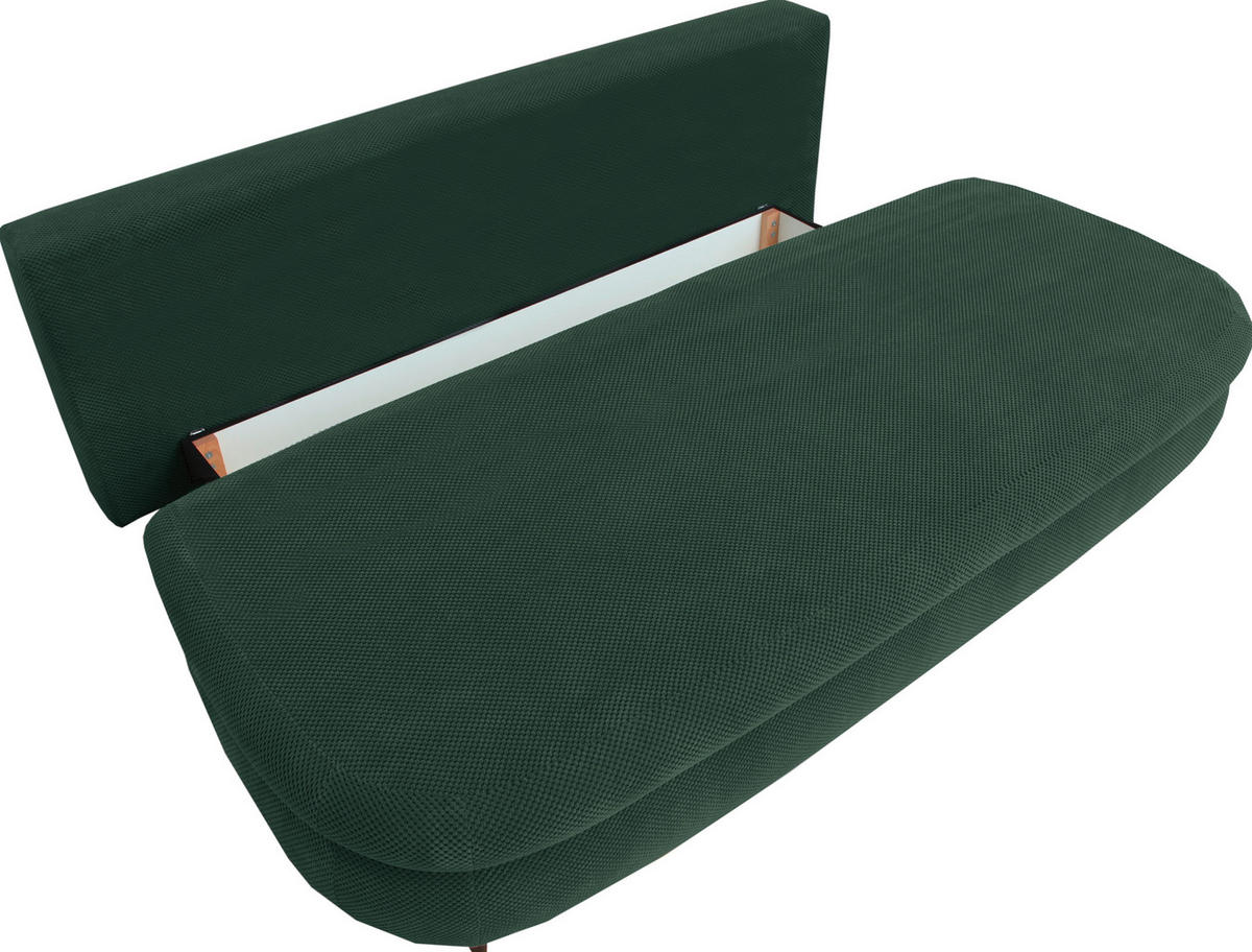 SCHLAFSOFA in Webstoff, Plüsch Dunkelgrün  - Dunkelgrün/Schwarz, Design, Textil (213/89/105cm) - Novel