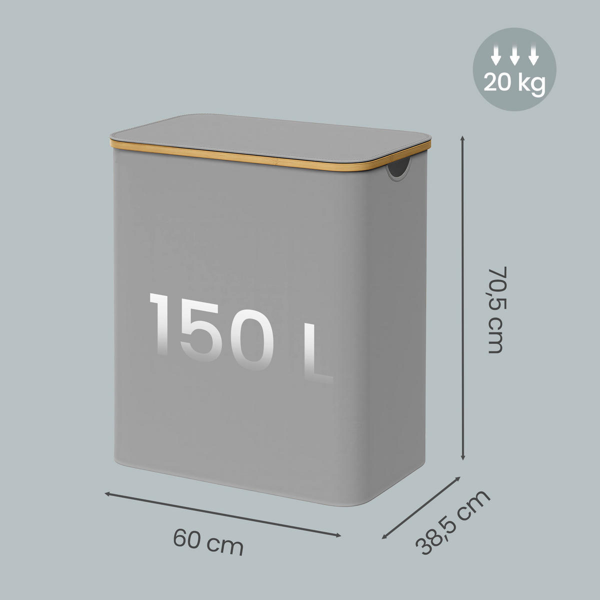 WÄSCHEKORB - Grau, Trend, Naturmaterialien/Kunststoff (60/70,5/38,5cm) - Boxxx