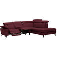 ECKSOFA in Echtleder Weinrot  - Weinrot/Schwarz, Design, Leder/Metall (285/239cm) - Cantus