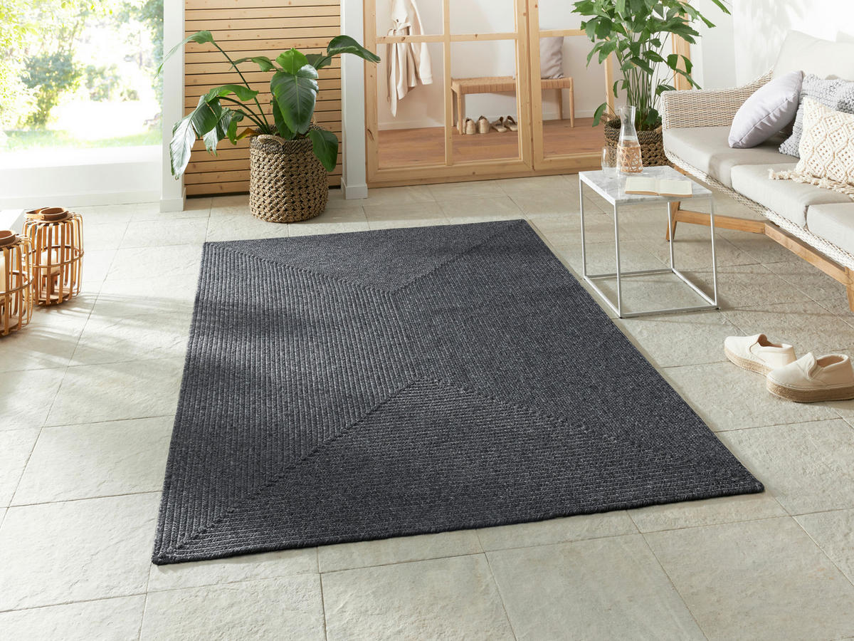 OUTDOORTEPPICH 80/150 cm Braided Anthrazit  - Anthrazit, Design, Kunststoff (80/150cm)