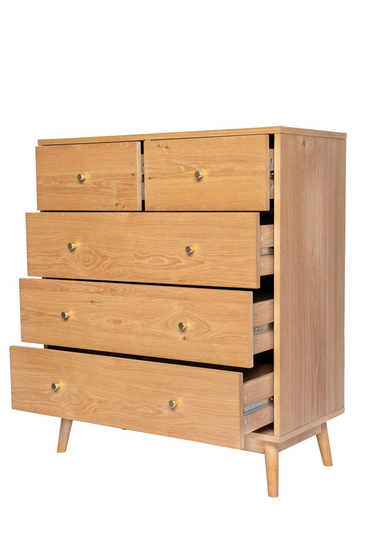 KOMMODE , 85/99/40 cm, 5 Schublade(n)  - Messingfarben/Naturfarben, Design, Holz/Holzwerkstoff (85/99/40cm) - Livetastic