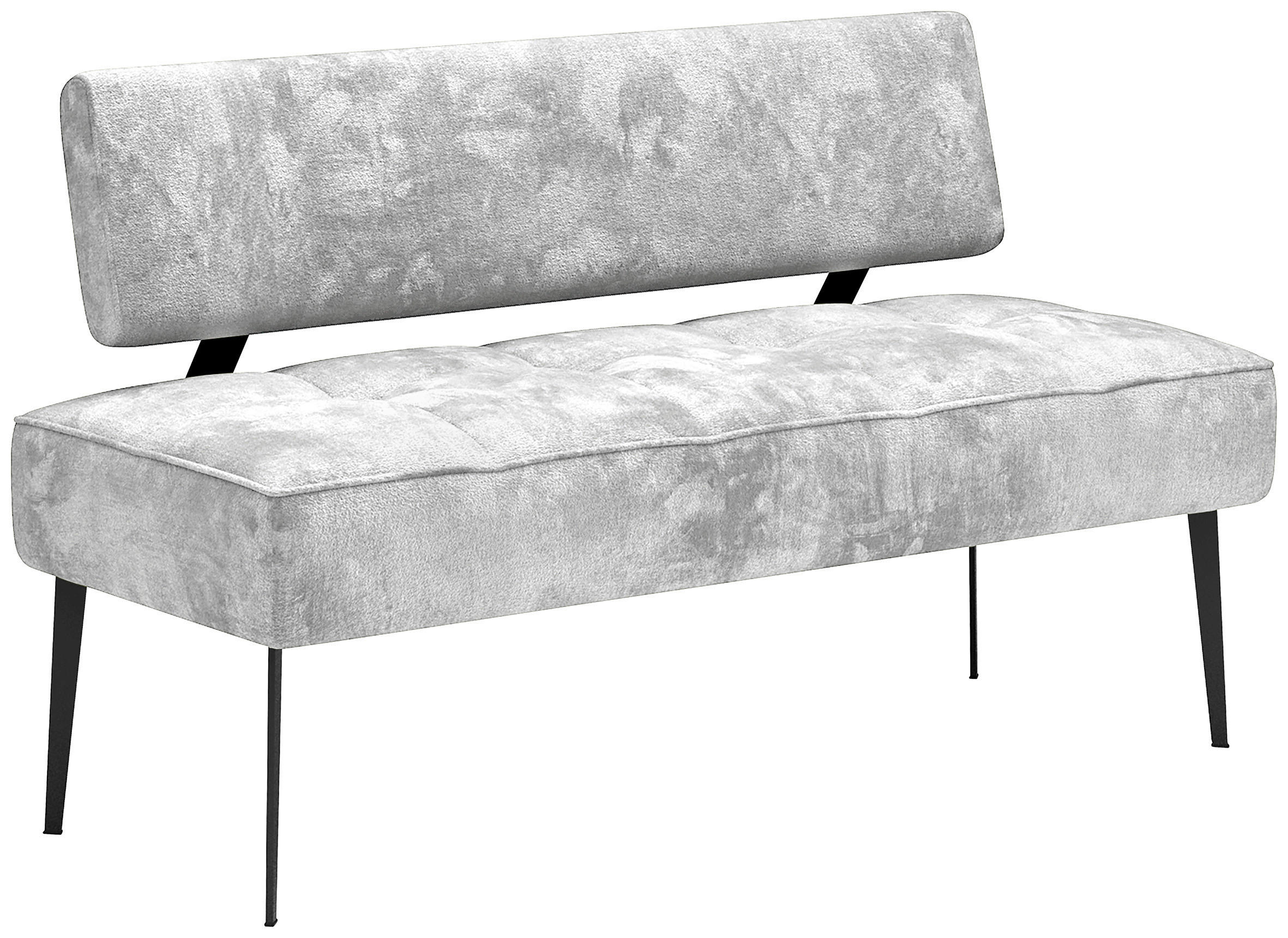 SITZBANK 162/90/65 cm Webstoff Grau Metall  - Schwarz/Grau, MODERN, Textil/Metall (162/90/65cm) - Welnova