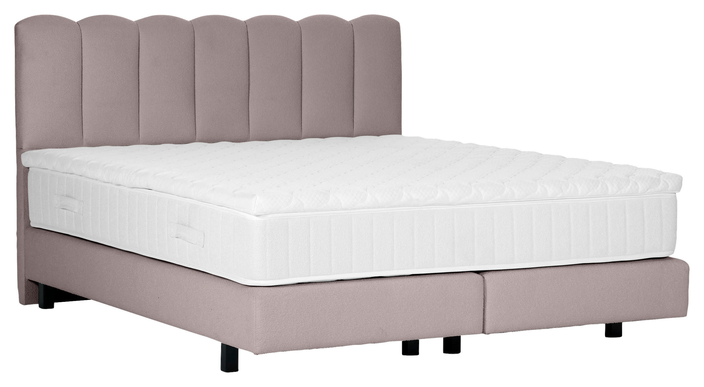 BOXSPRINGBETT 180/200 cm,  in Hellbraun, Topper, Matratzen, H3 = fest  - Hellbraun/Schwarz, Design, Holzwerkstoff/Textil (180/200cm) - Esposa