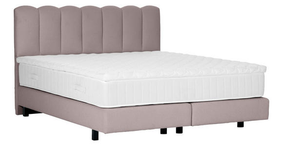 BOXSPRINGBETT 180/200 cm,  in Hellbraun, Topper, Matratzen, H3 = fest  - Hellbraun/Schwarz, Design, Holzwerkstoff/Textil (180/200cm) - Esposa