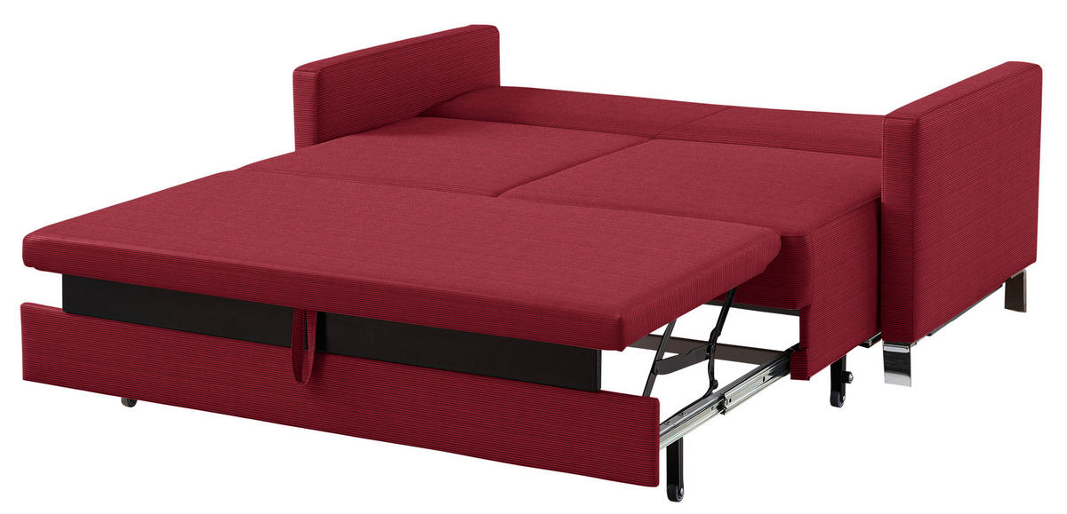 SCHLAFSOFA Flexa in Feincord Rot  - Chromfarben/Rot, Design, Textil/Metall (140/90/95cm) - Bali