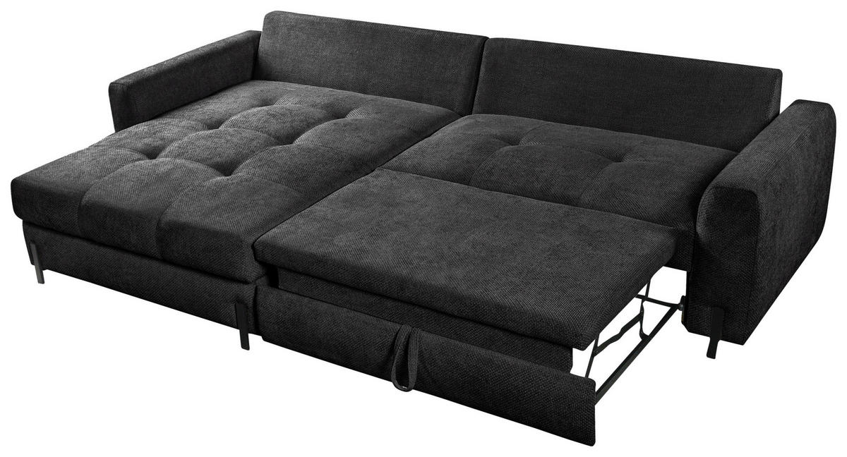 ECKSOFA in Struktur Anthrazit  - Anthrazit/Schwarz, Design, Textil/Metall (162/265cm) - MID.YOU
