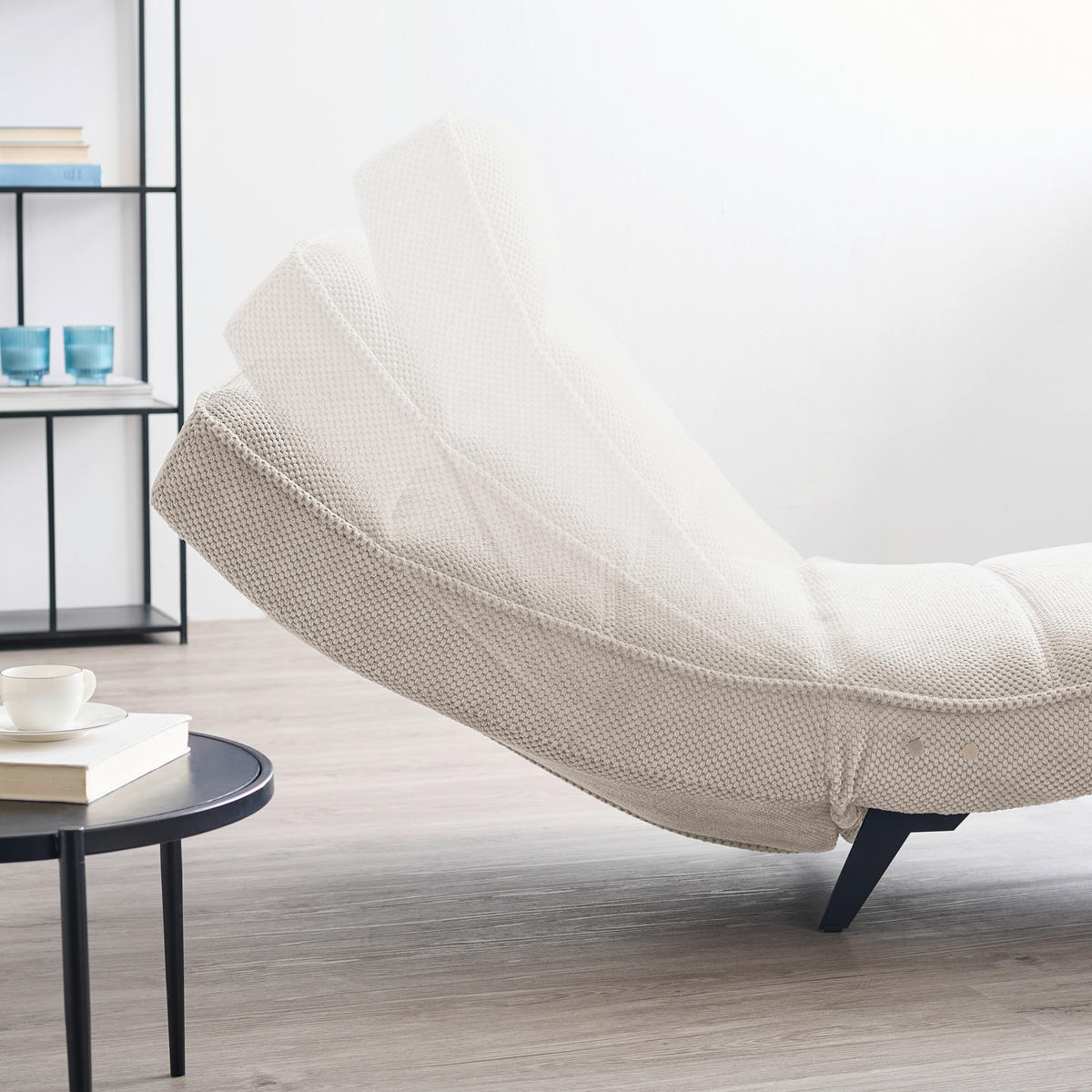 RELAXLIEGE in Webstoff Creme  - Creme/Schwarz, Design, Textil/Metall (75/158-178/58-86cm) - Welnova