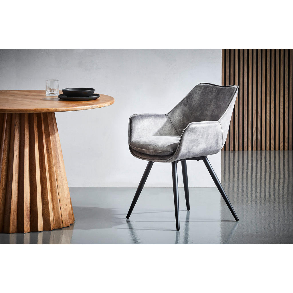 Thumbnail - Livetastic Armlehnstuhl, Grau, Schwarz, Holz, Metall, Textil, Pappel, Sperrholz, Rundrohr, 62x85x64 cm, Bsci, Esszimmer,...
