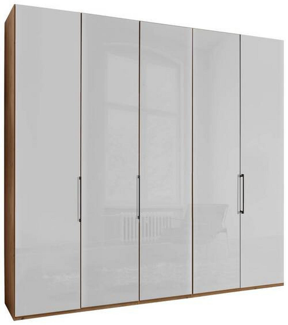 FALTTÜRENSCHRANK  in Weiß, Eiche Bianco  - Schieferfarben/Eiche Bianco, KONVENTIONELL, Glas/Holzwerkstoff (250/236/58cm) - Dieter Knoll