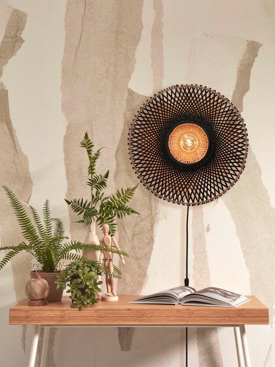 VÄGGLAMPA GOOD&MOJO 44/12/44 cm - svart/naturfärgad, Trend (44/12/44cm) - Good & Mojo