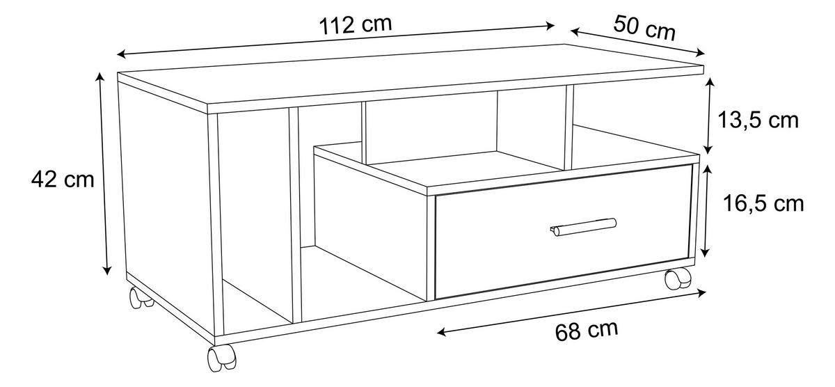 COUCHTISCH in Holzwerkstoff 112/50/42 cm  - Weiß, MODERN, Holzwerkstoff/Kunststoff (112/50/42cm) - MID.YOU