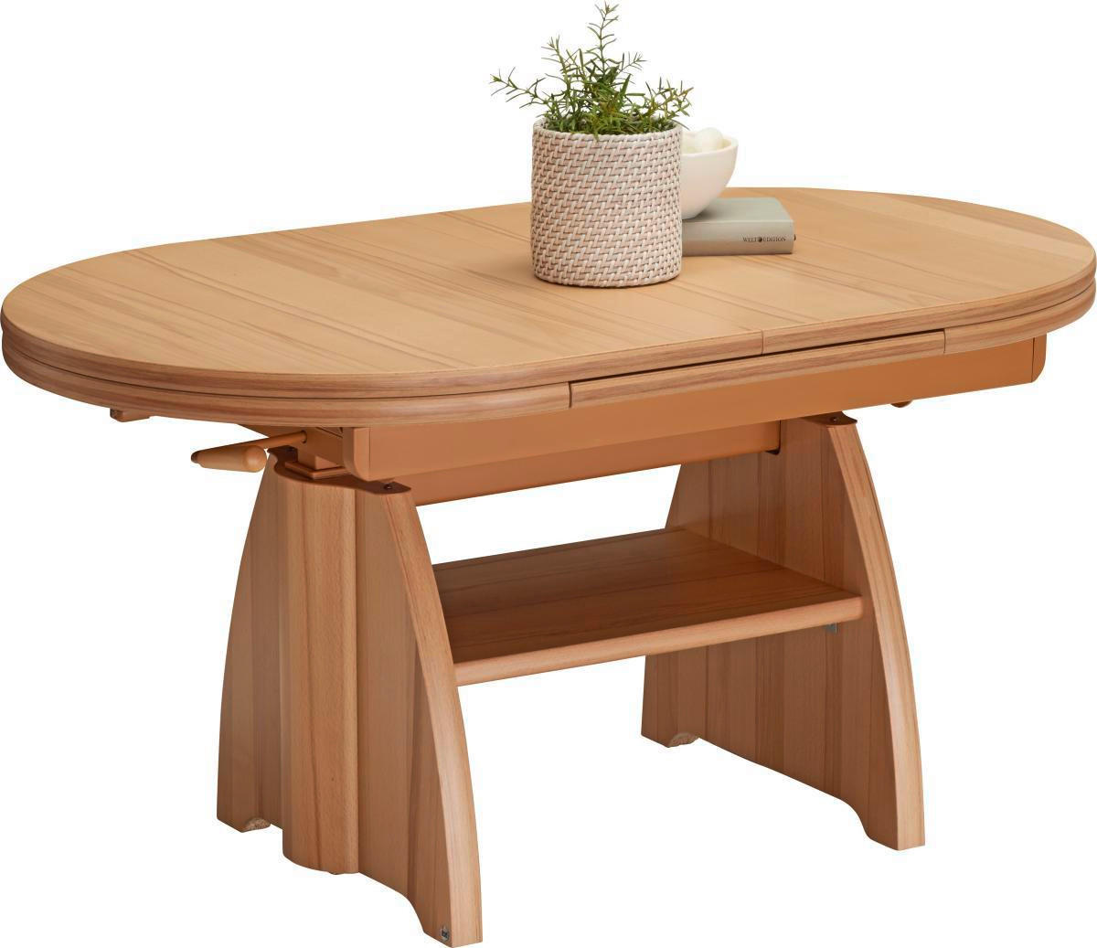COUCHTISCH Kernbuche furniert 110-130,5/65/56-75 cm oval Kernbuche  - Kernbuche, KONVENTIONELL, Holzwerkstoff/Metall (110-130,5/65/56-75cm) - Venda
