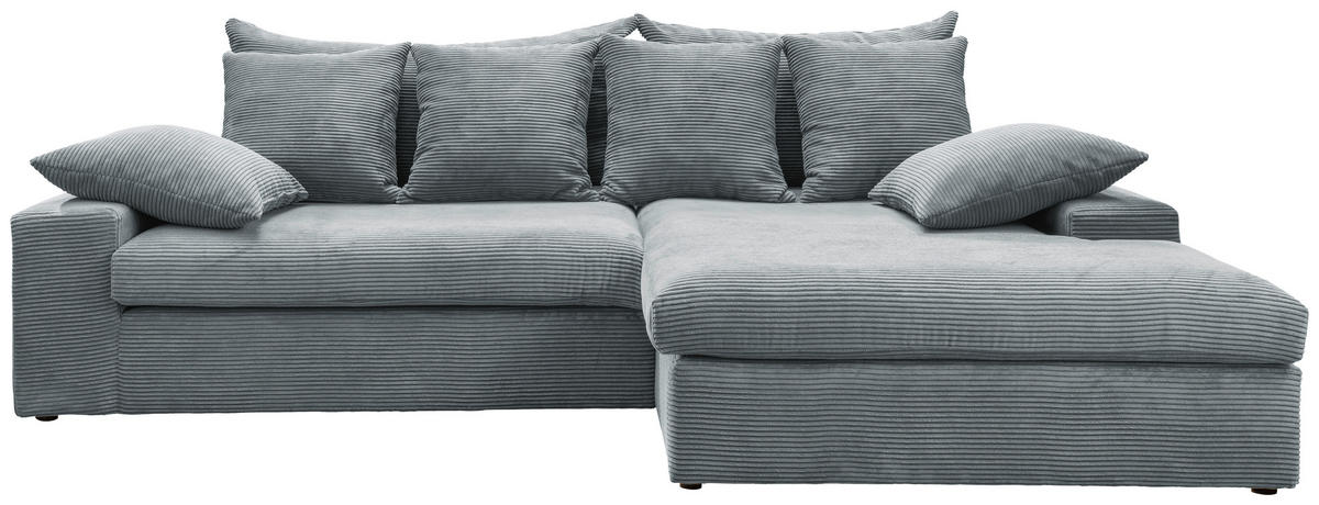 ECKSOFA in Cord Hellblau  - Schwarz/Hellblau, Modern, Kunststoff/Textil (278/200cm) - Livetastic