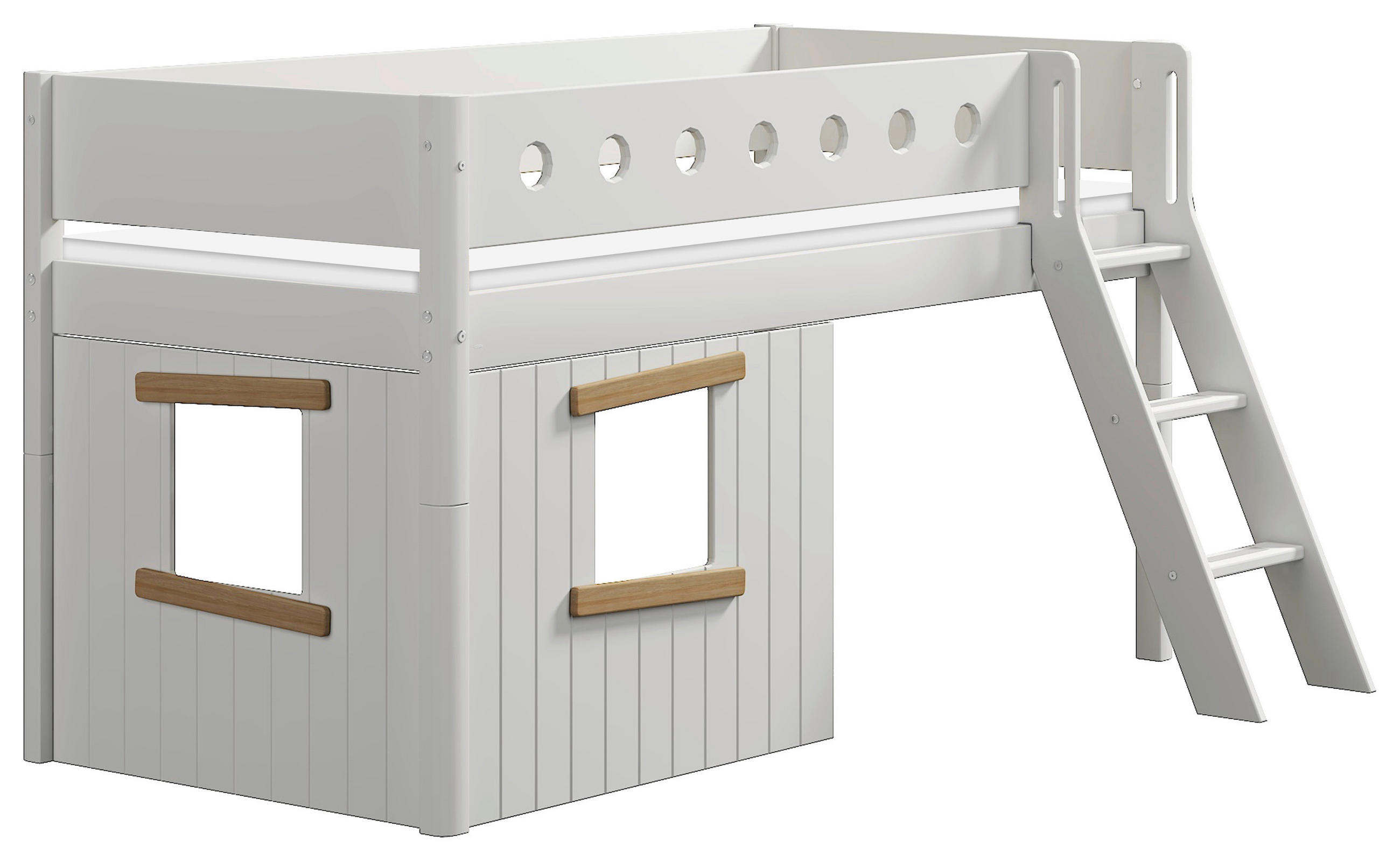 SPIELBETT Kiefer massiv 90/200 cm Weiß, Eichefarben  - Eichefarben/Buchefarben, Basics, Holz (90/200cm) - Flexa
