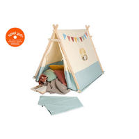 SPIELZELT - Naturfarben/Hellblau, Basics, Holz/Textil (101/106/131cm) - Pinolino