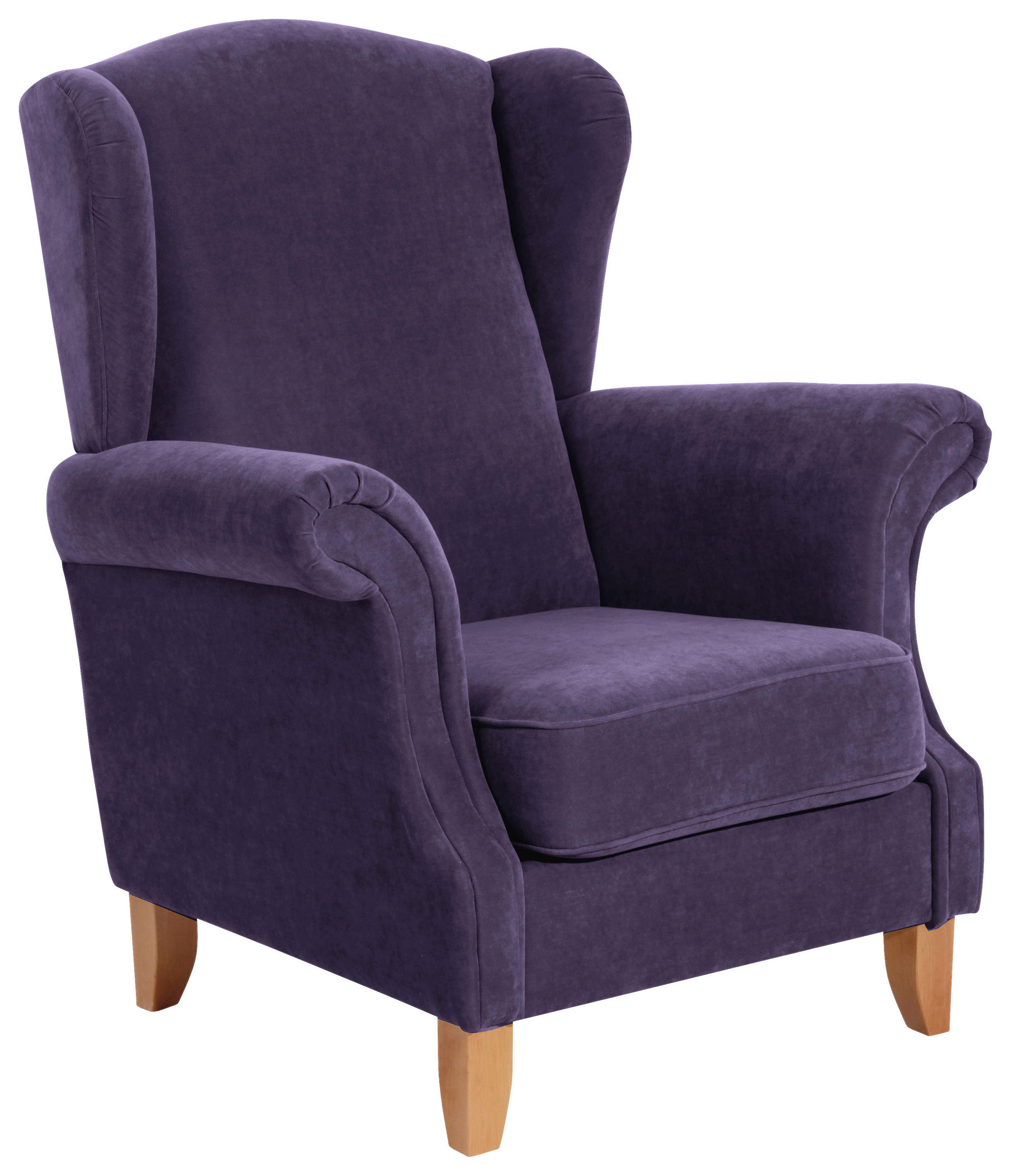 OHRENSESSEL 88/108/84 cm  in Velours Violett  - Buchefarben/Violett, Design, Holz/Holzwerkstoff (88/108/84cm) - Max Winzer