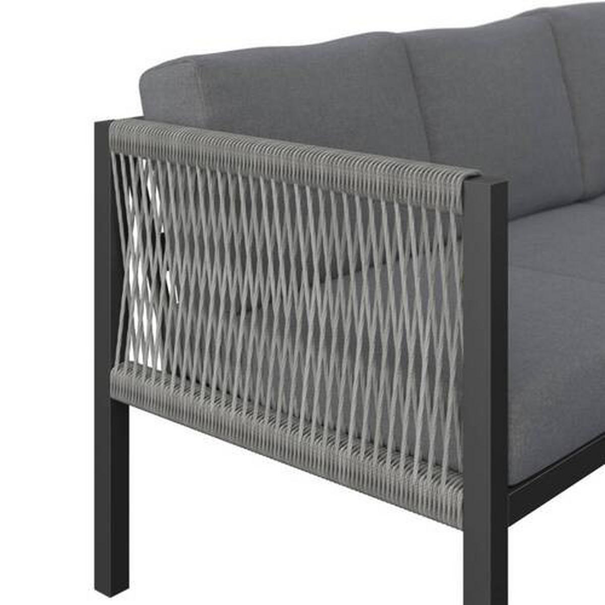 DINING-LOUNGESET 187/241 cm Aluminium  - Dunkelgrau/Anthrazit, Design, Glas/Kunststoff (187/241cm) - Ambia Garden