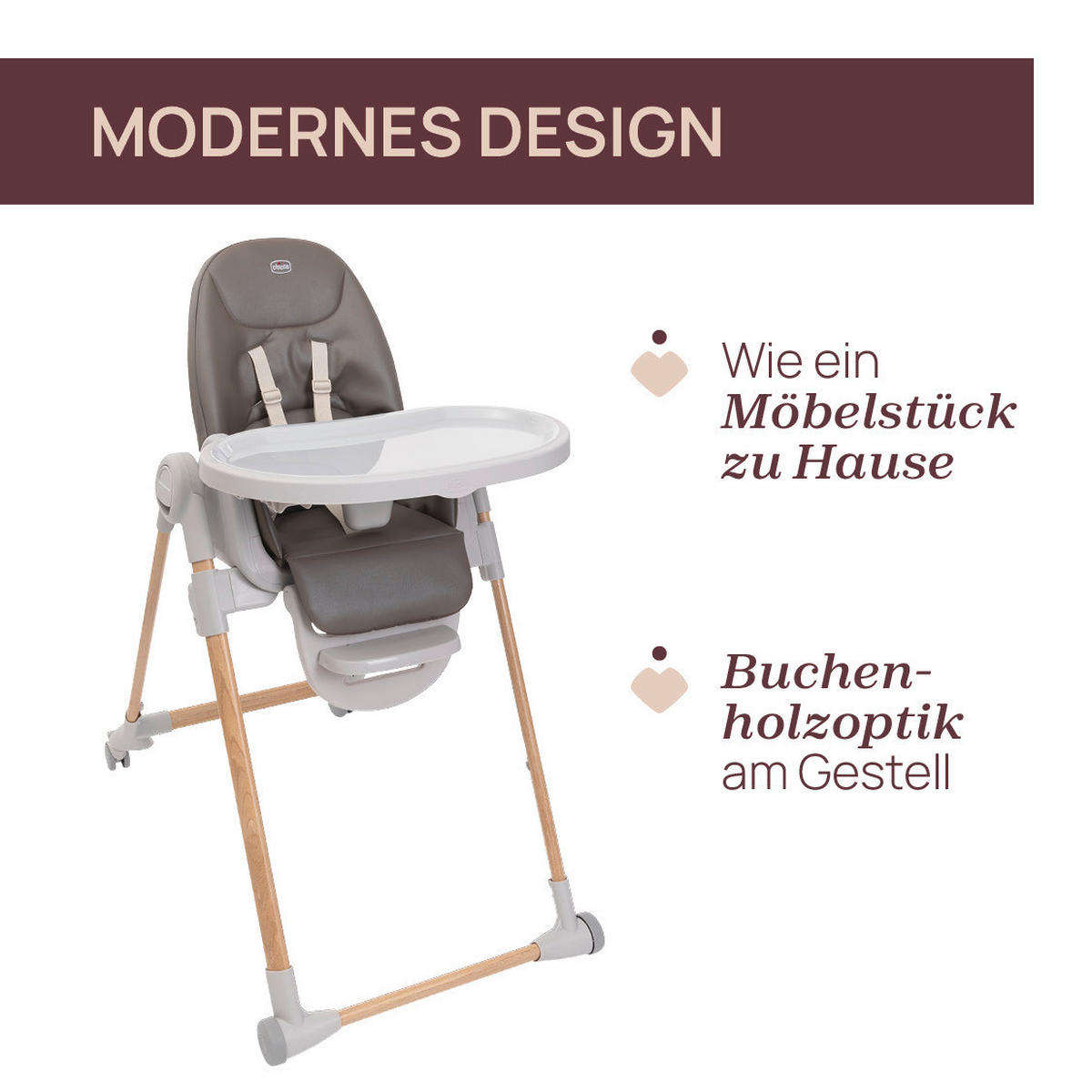 HOCHSTUHL Polly Armonia Grauweiß, Beige, Naturfarben Scandinavian  - Beige/Grauweiß, Basics, Kunststoff (57/79-104/90cm) - Chicco
