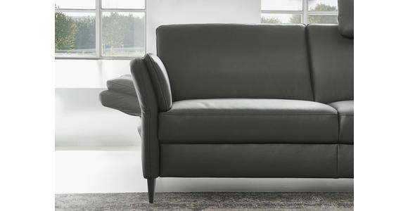 3-SITZER-SOFA Echtleder Anthrazit, Schwarz  - Anthrazit/Schwarz, Design, Leder/Metall (190/84/99cm) - Dieter Knoll
