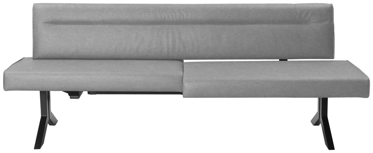SITZBANK 220/87/70-86 cm Lederlook (vegan) Hellgrau  - Hellgrau/Schwarz, KONVENTIONELL, Textil/Metall (220/87/70-86cm) - Moderano