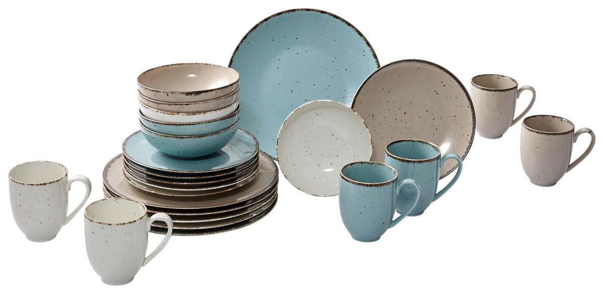 KOMBISERVICE Urban Life 24-teilig  - Türkis/Taupe, Design, Keramik - Landscape