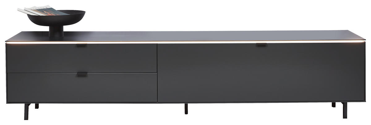 NÍZKÁ KOMODA, antracitová, 216,8/50,1/46 cm - černá/antracitová, Design, kov/kompozitní dřevo (216,8/50,1/46cm) - Dieter Knoll