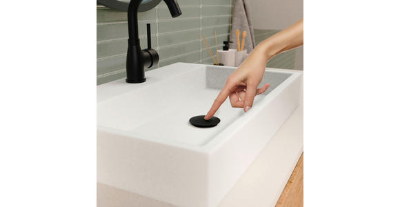 ABLAUFVENTIL 7,0/6,5/7,0 cm  - Schwarz, Basics, Metall (7,0/6,5/7,0cm) - Xora