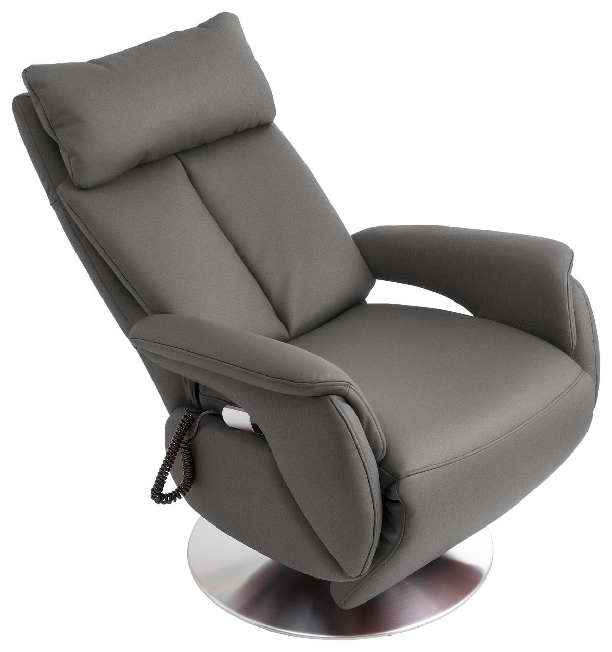 RELAXSESSEL in Leder Grau  - Edelstahlfarben/Grau, Konventionell, Leder/Metall (78/110/81cm) - Cantus