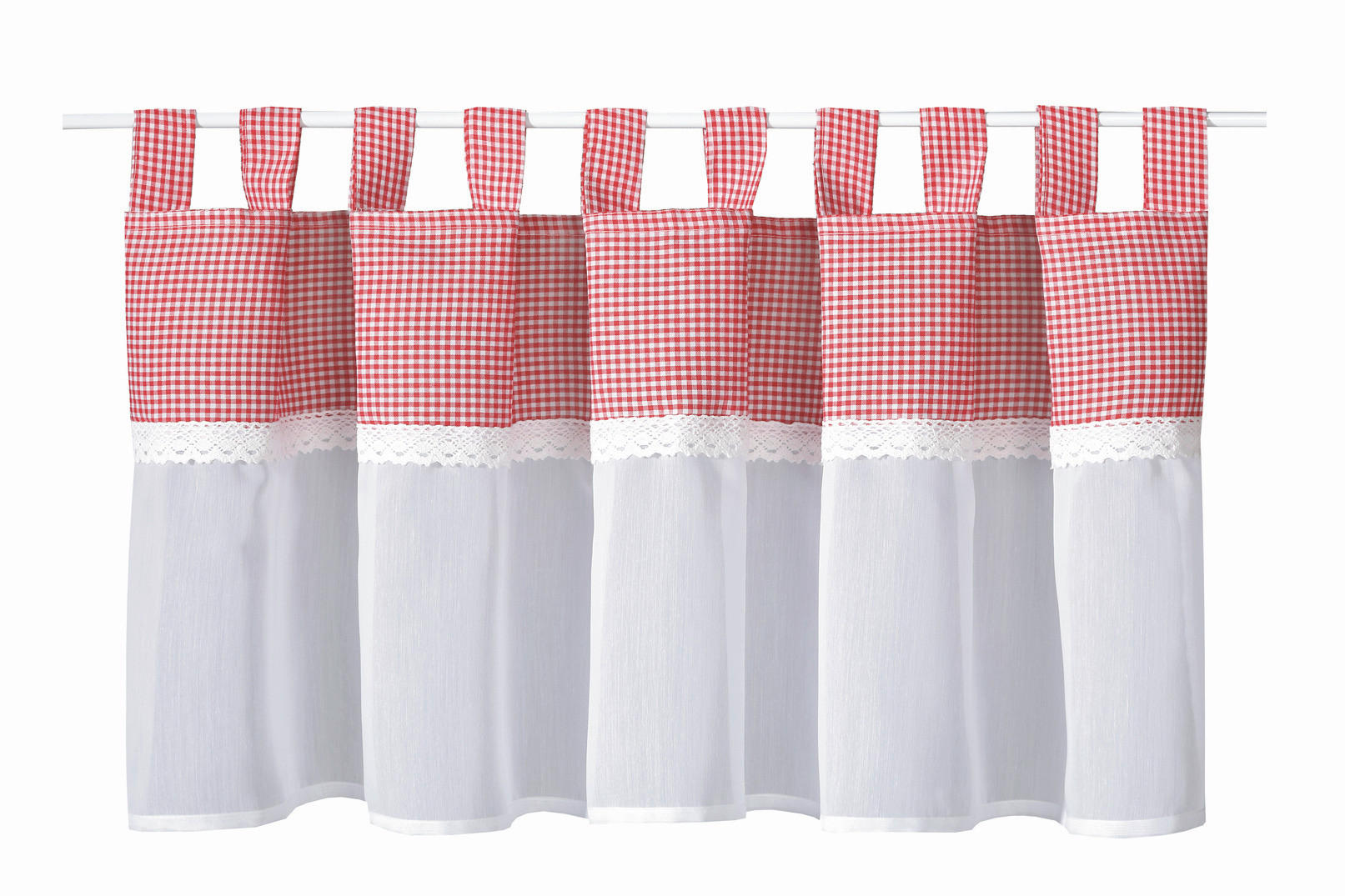 KURZGARDINE   150/50 cm   - Rot/Weiß, ROMANTIK / LANDHAUS, Textil (150/50cm)