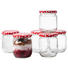 EINMACHGLAS-SET - Transparent/Rot, Glas/Metall EINMACHGLAS-SET - Transparent/Rot, Glas/Metall