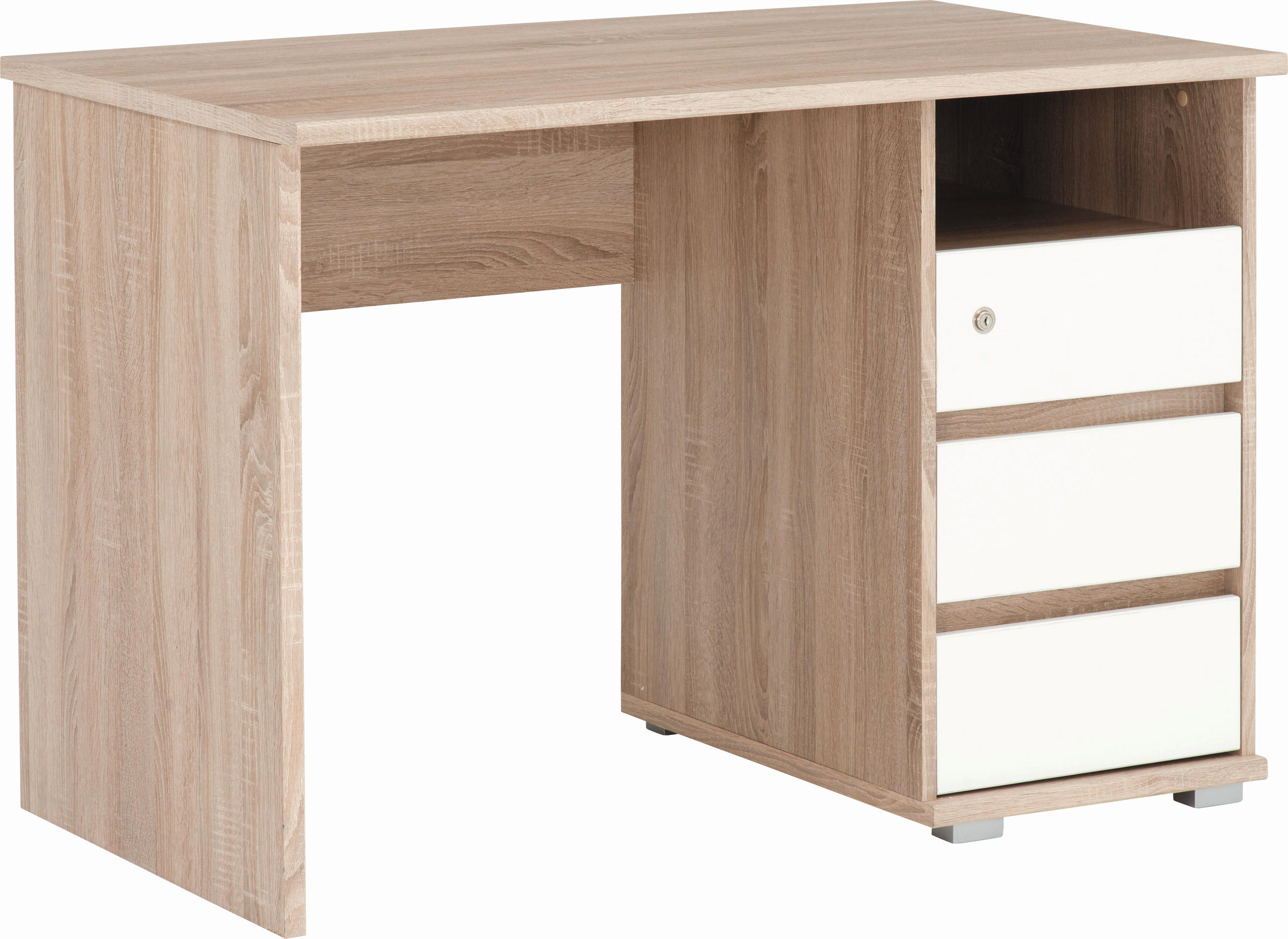 PISALNA MIZA leseni material bela, hrast sonoma  - bela/hrast sonoma, Konvencionalno, leseni material (110/65/75cm) - Xora