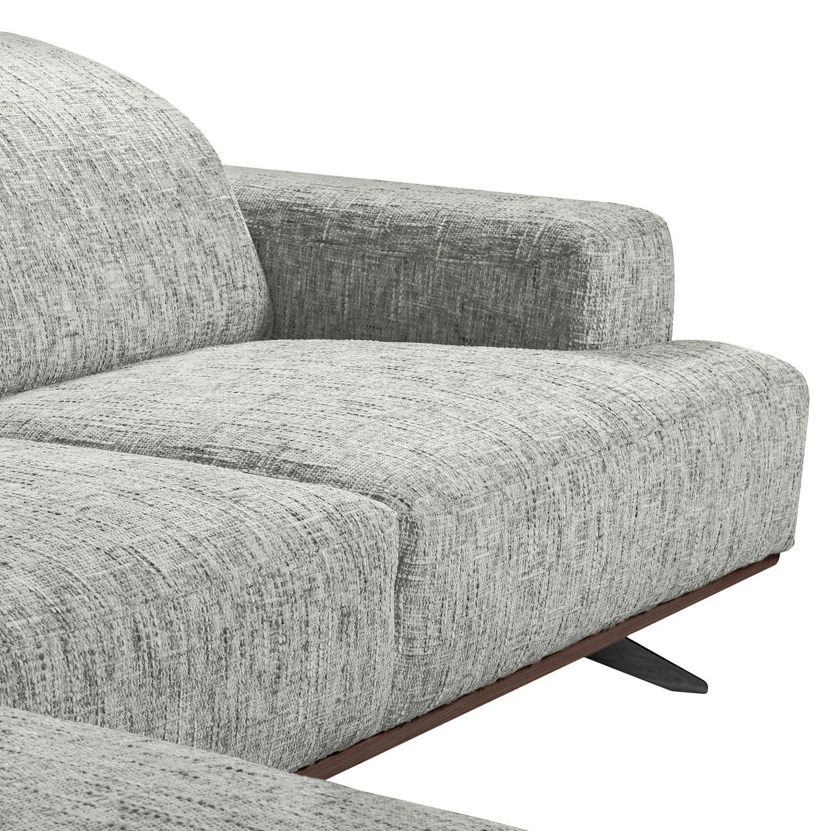 ECKSOFA PORTLAND in Struktur Grau Kopfteilverstellung  187/295 cm  - Schwarz/Grau, Design, Holz/Textil (187/295cm) - Livetastic