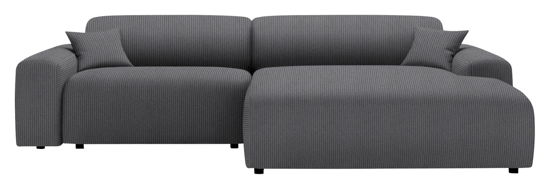 ECKSOFA in Velours, Feincord Grau  292/178 cm  - Schwarz/Grau, Design, Kunststoff/Textil (292/178cm) - home24